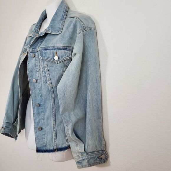 Urban Outfitters BDG Women's Denim Jacket Medium Blue Peplum Cinched Boho Chic - Picture 7 of 13